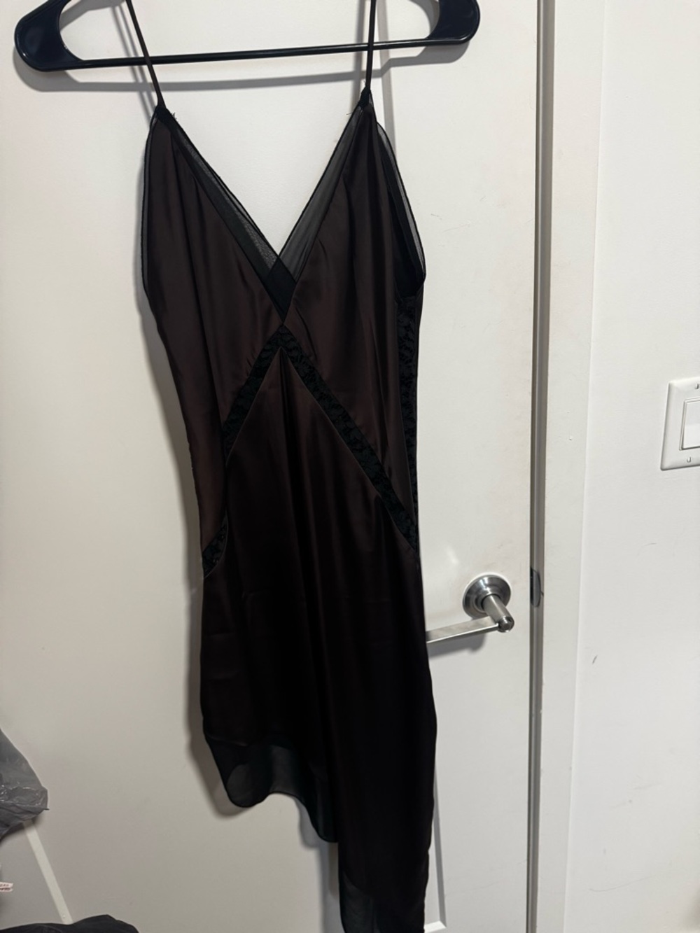 Zara Black Satin Slip with Lace Panels